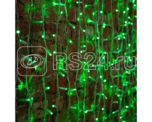 Гирлянда Светодиодный Дождь 2х1.5м постоянное свечение 360LED зел. 230В провод бел. каучук Neon-Night 237-114