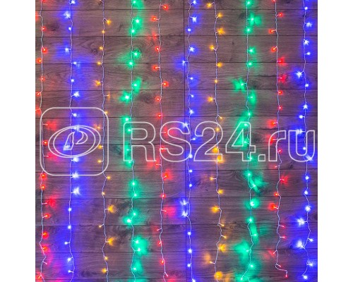 Гирлянда Светодиодный Дождь 2х3 м свечение с динамикой LED мультиколор 230В провод прозр. Neon-Night 235-069