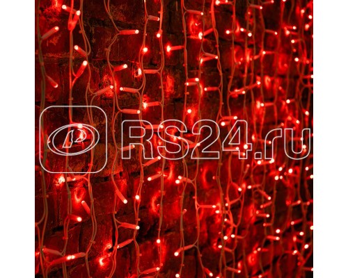 Гирлянда Светодиодный Дождь 2х3м постоянное свечение 760LED красн. 230В провод бел. каучук Neon-Night 237-132