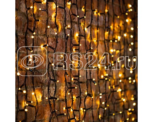Гирлянда Светодиодный Дождь 2х3м постоянное свечение 760LED теп. бел. 230В провод черн. каучук Neon-Night 237-146