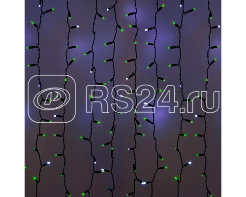 Гирлянда Светодиодный Дождь 2х4м LED зел. эффект мерцания 220В провод черн. Neon-Night 235-207