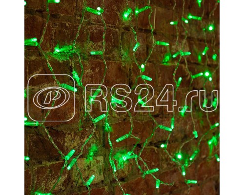 Гирлянда Светодиодный Дождь 2x0.8м 160LED зел. 230В провод прозр. Neon-Night 235-104