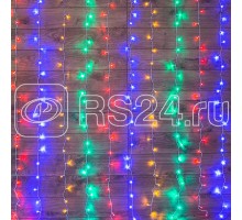 Гирлянда Светодиодный дождь с контроллером 1.5х1.5м 144LED мульти. прозр. провод 12Вт 220В IP20 NEON-NIGHT 235-039