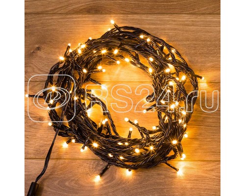Гирлянда ТВИНКЛ ЛАЙТ LED (с контроллером 8 режимов) 10м 100LED 10Вт 220В IP44 тепл. бел. NEON-NIGHT 303-136