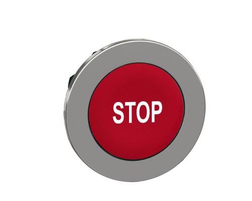 Головка для кнопки 22мм с возврат. красн. заподлицо металл маркировка STOP SchE ZB4FA434