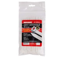 Хомут кабельный 3.6х150 тройной замок нейл. бел. (уп.100шт) Rexant 67-0150-4
