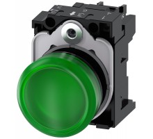 Индикатор световой 22мм круглый пластик зел. Siemens 3SU11066AA401AA0