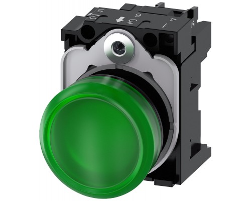 Индикатор световой 22мм круглый пластик зел. Siemens 3SU11066AA401AA0