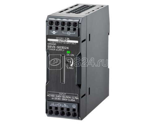 Источник импульсный S8VKS03024 30Вт выход. 24В выход. 1.25А монтаж на DIN-рейку клеммы Push-in с покрытием Omron 675333