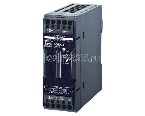 Источник импульсный S8VKS06024 60Вт выход. 24В выход. 2.5А монтаж на DIN-рейку клеммы Push-in с покрытием Omron 669508