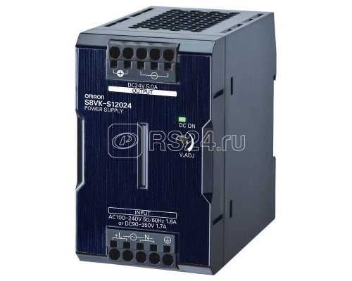 Источник импульсный S8VKS12024 120Вт выход. 24В 5А монтаж на DIN-рейку клеммы Push-in с покрытием Omron 669511