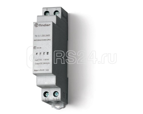 Источник питания импульсный вход 110...240В AC / выход 24В DC 12Вт модульный 17.5мм IP20 FINDER 781212302400PAS