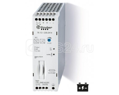 Источник питания импульсный вход 110...250В AC/DC / выход 24В DC 130Вт 30мм IP20 FINDER 781D12302414PAS