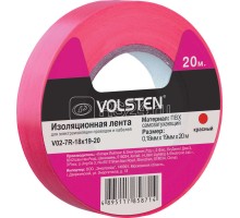 Изолента V02-7R-18х19-20 0.18х19мм (рул.20м) красн. Volsten 9787