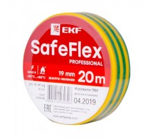 Изолента ПВХ 19мм (рул.20м) желт./зел. SafeFlex EKF plc-iz-sf-yg
