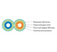 Кабель FO-D3-IN-503-2-LSZH-AQ волоконно-оптический 50/­125 (OM3) многом. 2 волокна duplex zip-cord плотн. буферн. покрытие (tight buffer) 3мм для внутренней прокладки LSZH аква Hyperline 222537
