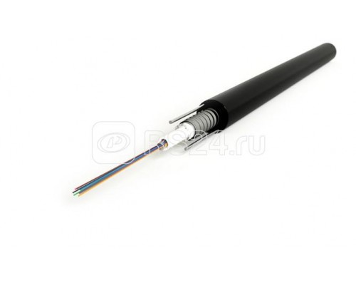 Кабель FO-SRA-OUT-9S-4-PE-BK волоконно-оптический 9/125 (SMF-28 Ultra) одномод. 4 волокна (single loose tube) гелезаполн. с сил. элементами бронир. гофр. стальной лентой внешн. PE (-50град.C - +70град.C) черн. Hyperline 397671