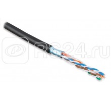 Кабель FUTP4-C5E-S22-OUT-PE-BK (FTP4-C5E-SOLID-22AWG-OUTDOOR-40) витая пара F/UTP кат.5e 4 пары 22 AWG ож (solid) экран-фольга внешн. PE (-40град.C - +60град.C) черн. Hyperline 41659