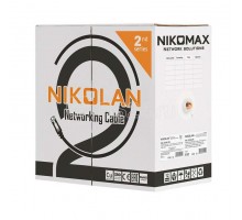 Кабель NIKOLAN U/UTP 4 пары кат.5e (класс D) тест по ISO/IEC 100МГц одножильный BC (чистая медь) 24AWG (0.49мм) внутр. PVC нг(А) сер. (уп.305м) NIKOMAX NKL 2100A-GY