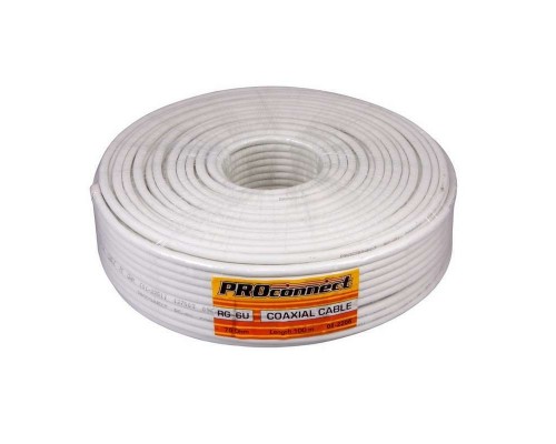 Кабель RG-6U+Cu (48%) 75Ом 100м бел. PROCONNECT 01-2206