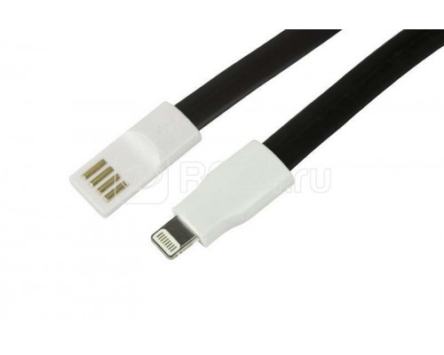 Кабель USB для iPhone 5/6/7 моделей плоский силиконовый шнур черн. Rexant 18-1978