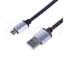 Кабель USB microUSB шнур в джинс. оплетке Rexant 18-4242