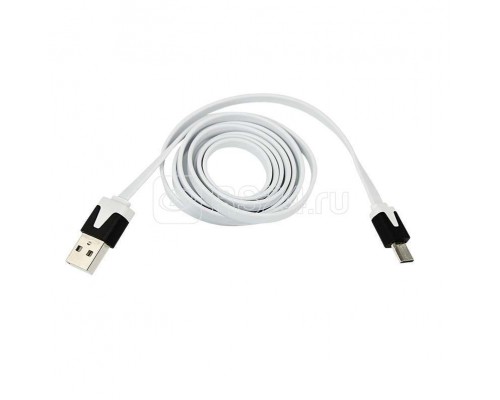 Кабель USB универс. microUSB шнур плоский (1м) бел. Rexant 18-4274