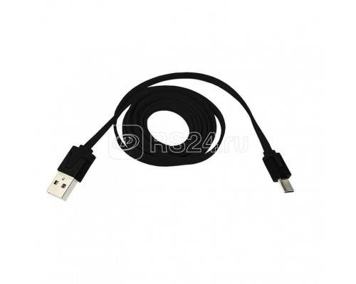 Кабель USB универс. microUSB шнур плоский 1м черн. Rexant 18-4270