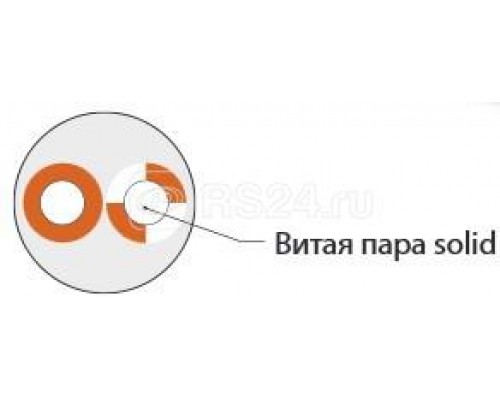 Кабель UTP1-C5-S24-CRS-IN-NJ-500 (UTP1-C5E-SOLID-CROSS-500) кроссировочная витая пара U/UTP кат. 5e; 1 пара (24 AWG) одножильн. (solid) без общ. внешн. оболочки (500м) Hyperline 41481