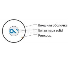 Кабель UTP 1-C5E-SOLID-GY-500 витая пара (UTP) кат.5 1пара ож (solid) (500м) сер. Hyperline 41482