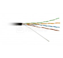 Кабель UUTP4-C5E-S24-SW-OUT-PE-BK-500 витая пара U/UTP кат.5e 4 пары 24 AWG ож (solid) с метал. тросом внешн. PE (-40град.C - +60град.C) черн. (уп.500м) Hyperline 236321