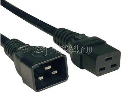 Кабель питания PWC-IEC19-IEC20-1.0-BK IEC 320 C19 -IEC 320 C20 (3х1.5) 16А прямая вилка 1м Hyperline 248703