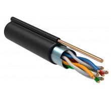 Кабель связи витая пара F/UTP кат.5е 4х2х24AWG LDPE с метал. тросом 1.2мм (305м) черн. (м) ITK LC3-C5E04-359
