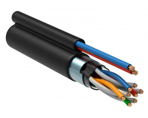 Кабель связи витая пара F/UTP кат.5е 4пары 24AWG solid LDPE кабель питания 2х0.75кв.мм (305м) черн. (м) ITK LC3-C5E04-379