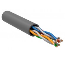 Кабель связи витая пара U/UTP (24AWG) кат.5е 4х2х0.51 ож PVC (305м) сер. (м) ITK LC1-C5E04-111