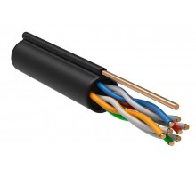 Кабель связи витая пара U/UTP кат.5е 4х2х24AWG LDPE с метал. тросом 1.2мм (305м) черн. (м) ITK LC3-C5E04-159