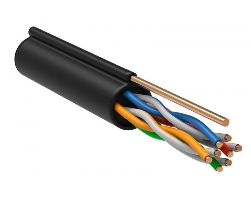 Кабель связи витая пара U/UTP кат.5е 4х2х24AWG LDPE с метал. тросом 1.2мм (305м) черн. (м) ITK LC3-C5E04-159