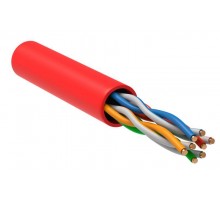 Кабель связи витая пара U/UTP кат.5е 4х2х24AWG solid LSZH 305м красн. ITK LC1-C5E04-124