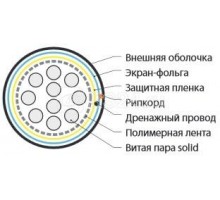 Кабель витая пара FUTP10-C3-S24-OUT-PE-BK F/UTP кат.3 10 пар (24 AWG) ож (solid) экран - фольга внешн. PE (-40град.C - +60град.C) черн. Hyperline 19894