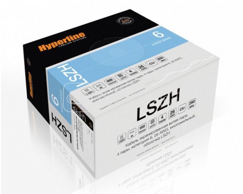 Кабель витая пара UFTP4-C6-P26-IN-LSZH-GY-100 U/FTP кат.6 4 пары (26 AWG) мж (patch) кажд. пара в фольге LSZH сер. (уп.100м) Hyperline 243627