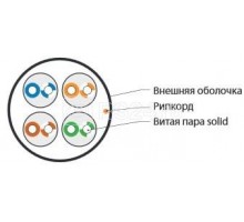 Кабель витая пара UUTP4-C5E-S24-OUT-LSZH-BK-500 неэкранир. U/UTP кат. 5e 4 пары (24 AWG) ож (solid) внешн. LSZH нг(С)-HF черн. (уп.500м) Hyperline 236320