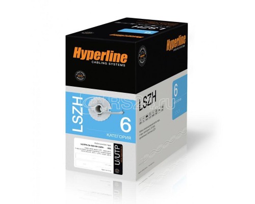 Кабель витая пара UUTP4-C6-S23-IN-LSZH-BL-305 U/UTP кат.6 4 пары (23 AWG) ож (solid) с разделит. LSZH нг(С)-HF син. (уп.305м) Hyperline 251947