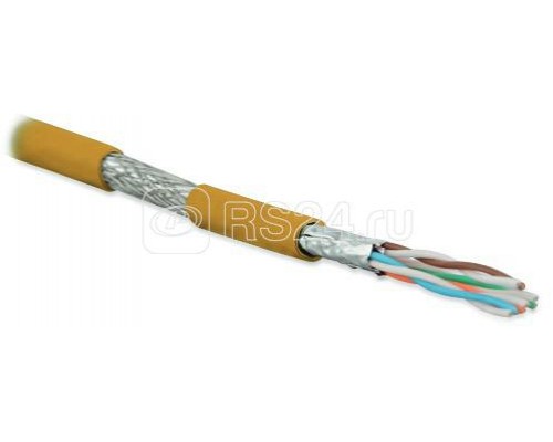 Кабель витая пара экранир. SFTP4-C6A-S23-IN-LSZH-OR-500 (S/FTP) кат. 6a 4 пары (23 AWG) ож (solid) каждая пара в фольге общий экран - медная оплетка; для внутр. прокладки нг(A)-HF оранж. (уп.500м) Hyperline 445100