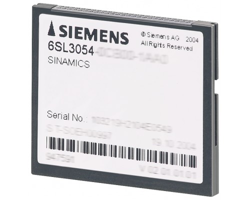 Карта памяти SINAMICS S120 COMPACTFLASH CARD W/O PERFORMANCE EXTENSION INCLUDING CERTIFICATE OF LICENCE V5.1 Siemens 6SL30540FB001BA0