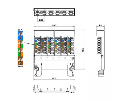 Кассета PPTR-CSS-1-6хRJ45-C6A-SH-STL (для медн. претерм. решений) 6 экран. портов RJ45 кат. 6a Hyperline 235662