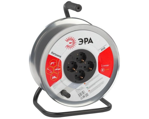 Катушка металлическая K-M-4z 4гн. с заземл. ЭРА Б0033026