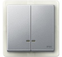 Клавиша 2-м Merten с окошком для свет. инд. IP44 алюм. SchE MTN3424-0460