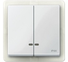 Клавиша 2-м Merten с окошком для свет. индик. IP44 бел. SchE MTN3424-0319