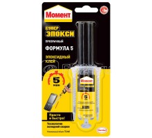 Клей эпоксидный Момент супер эпокси Формула 5 14мл шприц прозр. Момент Б0022995