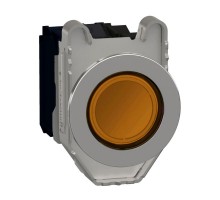 Кнопка 22мм 24В желт. с подсветкой 1НО 1НЗ заподлицо металл SchE XB4FW35B5
